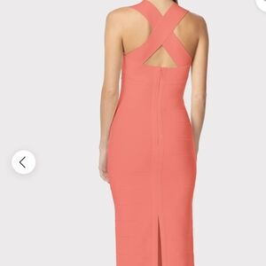 Elegant Coral Cross-Back Dress